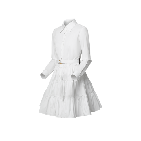 Vestido camisero escalonado con cinturón Mujer Prêt-à-Porter Vestidos | LOUIS VUITTON (Zoom de producto)