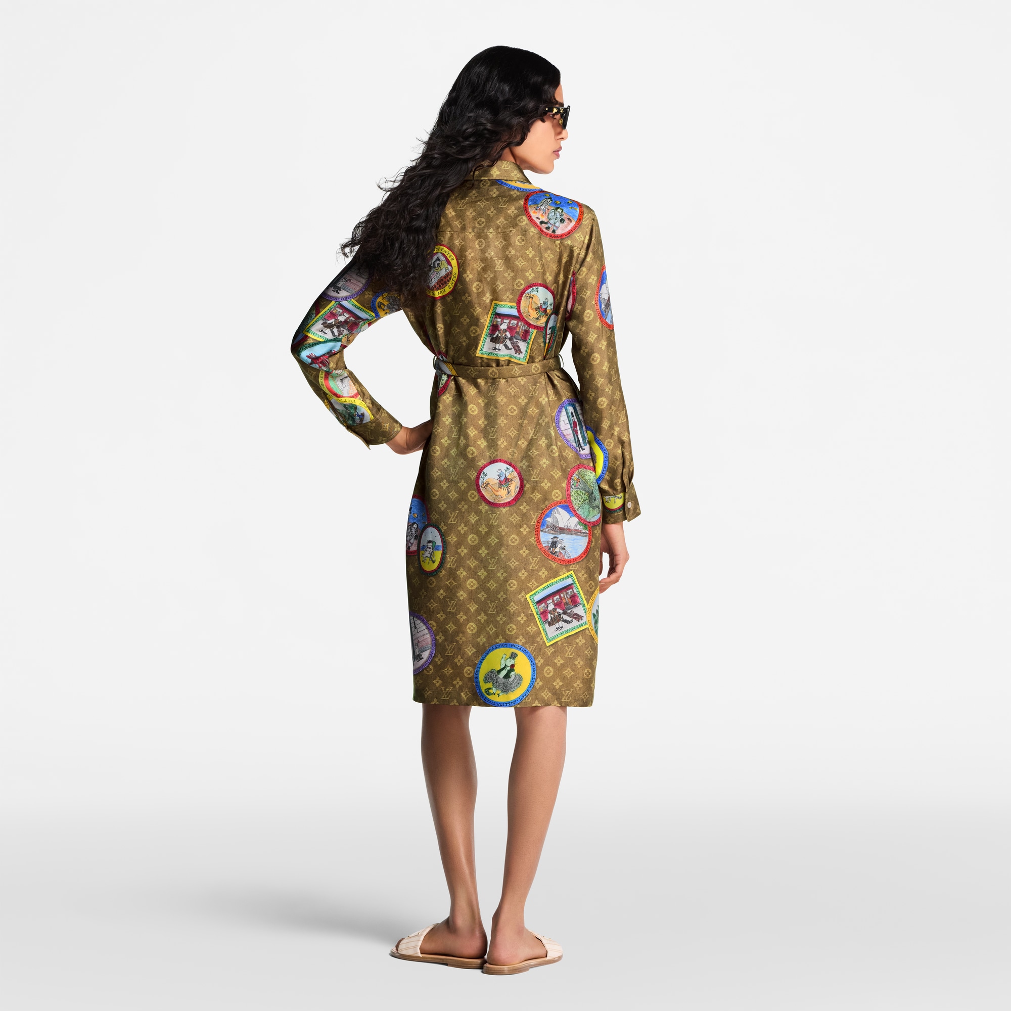 Vestido camisero Monogram con sellos de gatos  Mujer Prêt-à-Porter Vestidos | LOUIS VUITTON (Zoom de producto)