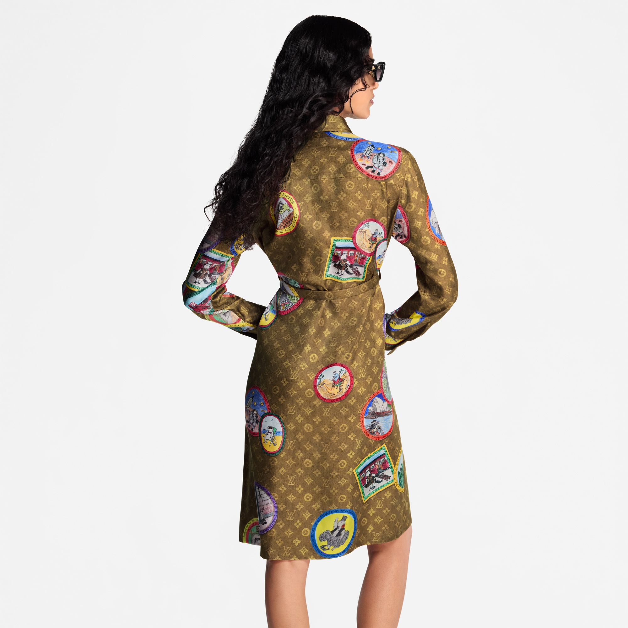 Vestido camisero Monogram con sellos de gatos  Mujer Prêt-à-Porter Vestidos | LOUIS VUITTON (Zoom de producto)