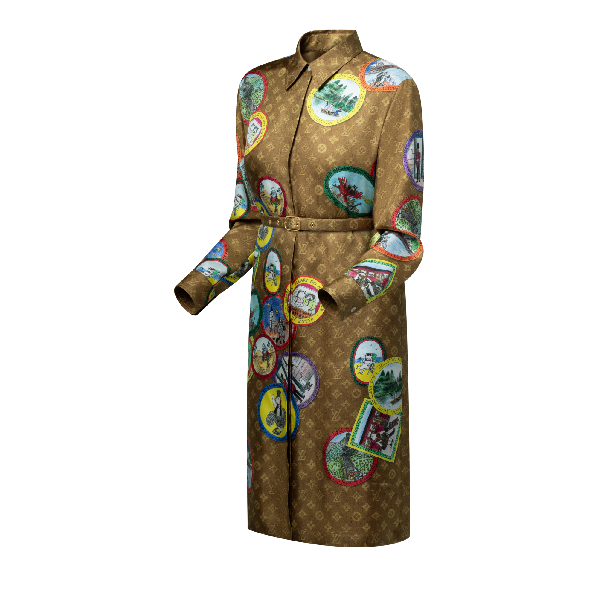 Vestido camisero Monogram con sellos de gatos  Mujer Prêt-à-Porter Vestidos | LOUIS VUITTON (Zoom de producto)