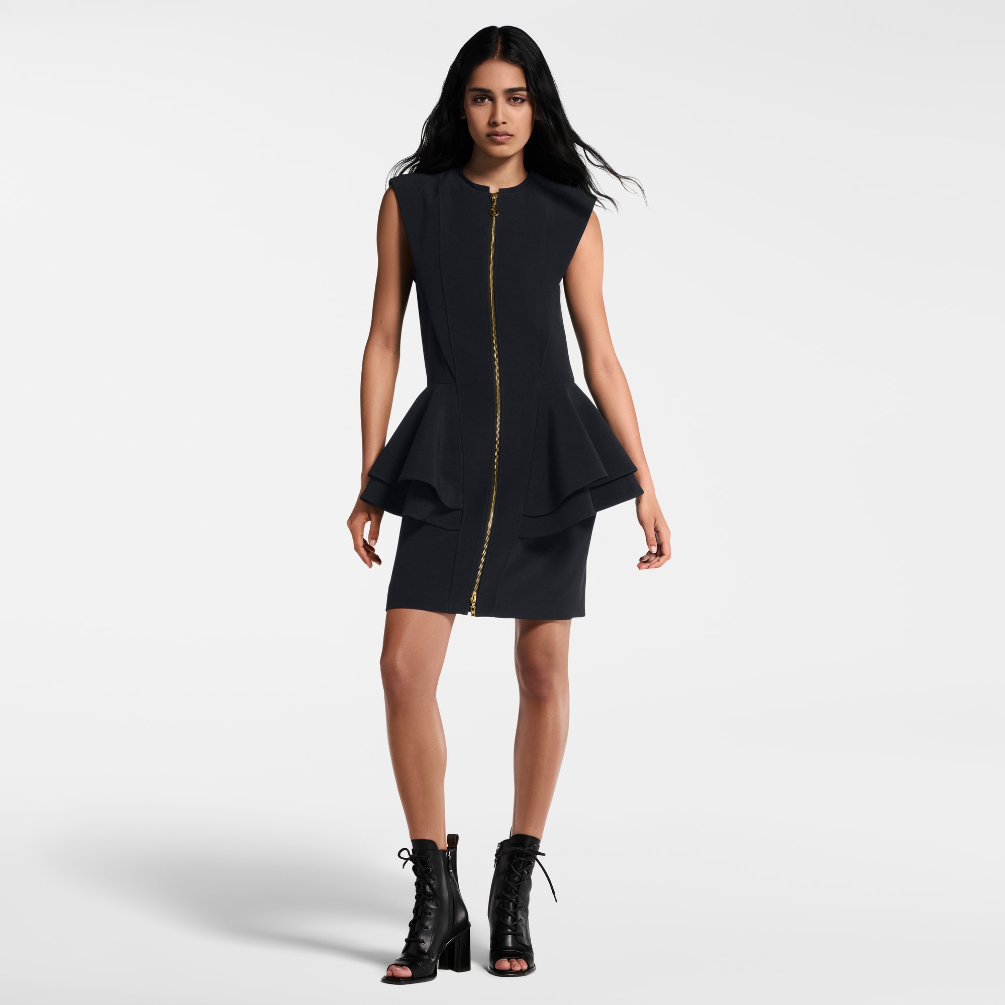 Vestido con peplum y cremallera  Mujer Prêt-à-Porter Vestidos | LOUIS VUITTON (Zoom de producto)