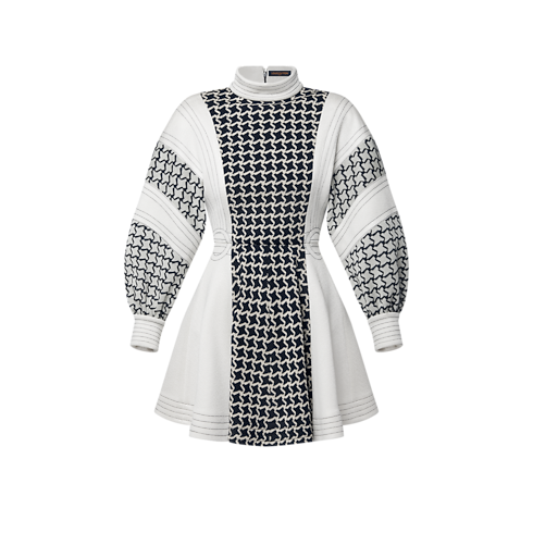 Vestido de manga globo en Jacquard Mujer Prêt-à-Porter Vestidos | LOUIS VUITTON (Zoom de producto)