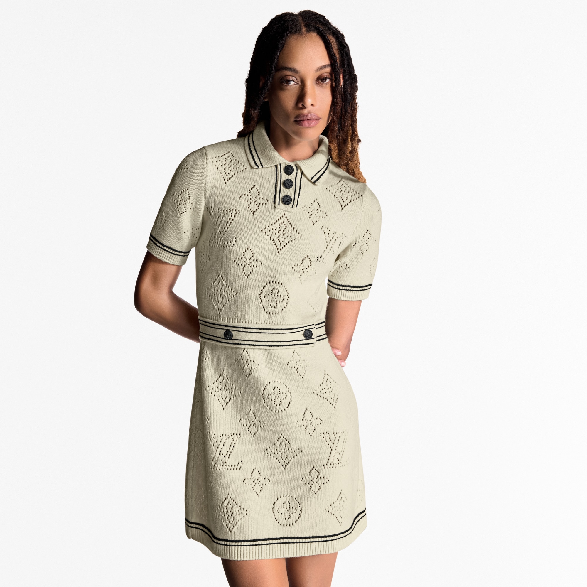 Vestido de punto con cuello de polo  Mujer Prêt-à-Porter Vestidos | LOUIS VUITTON (Zoom de producto)