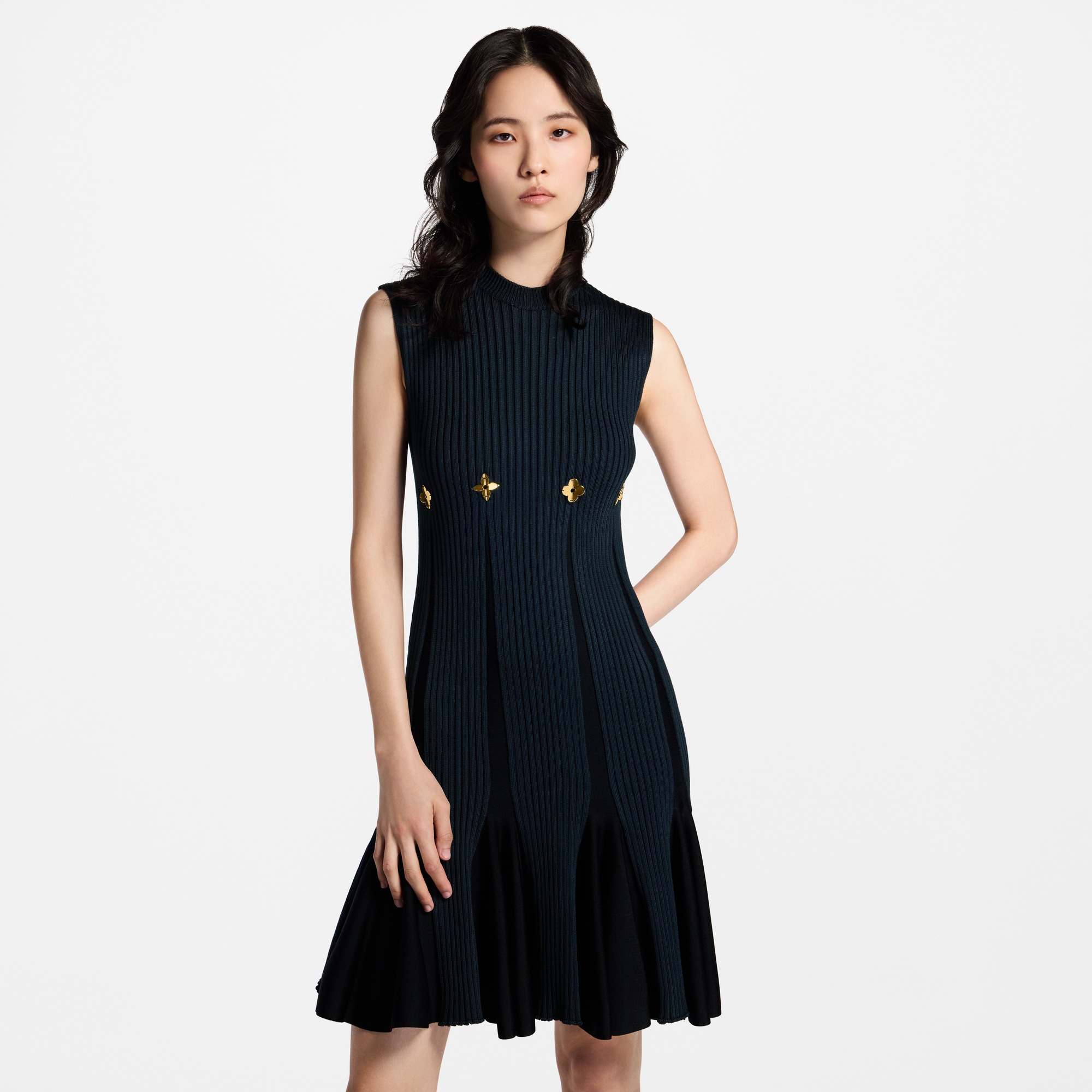 Vestido de punto con detalle distintivo  Mujer Prêt-à-Porter Vestidos | LOUIS VUITTON (Zoom de producto)