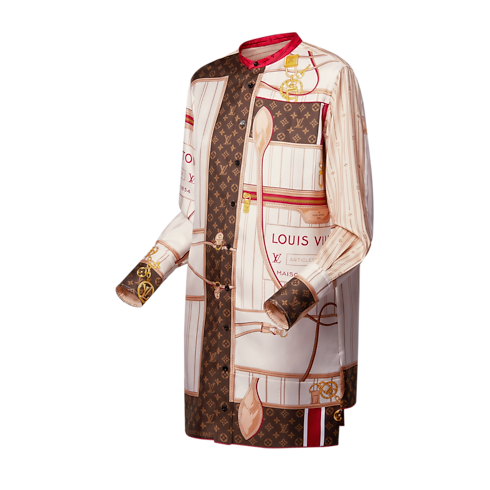 Vestido de seda con estampado de fular Mujer Prêt-à-Porter Vestidos | LOUIS VUITTON (Zoom de producto)