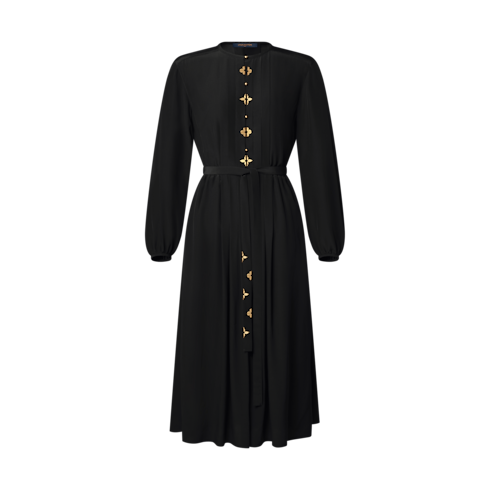 Vestido plisado con detalle Monogram Mujer Prêt-à-Porter Vestidos | LOUIS VUITTON (Zoom de producto)