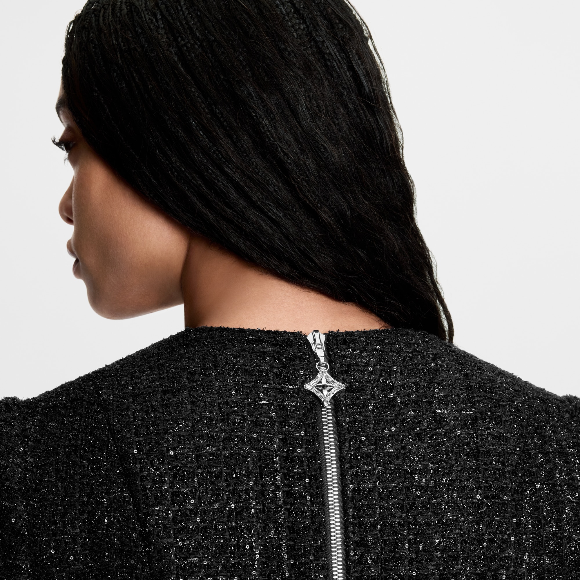 Vestido plisado en tweed de lúrex  Mujer Prêt-à-Porter Vestidos | LOUIS VUITTON (Zoom de producto)