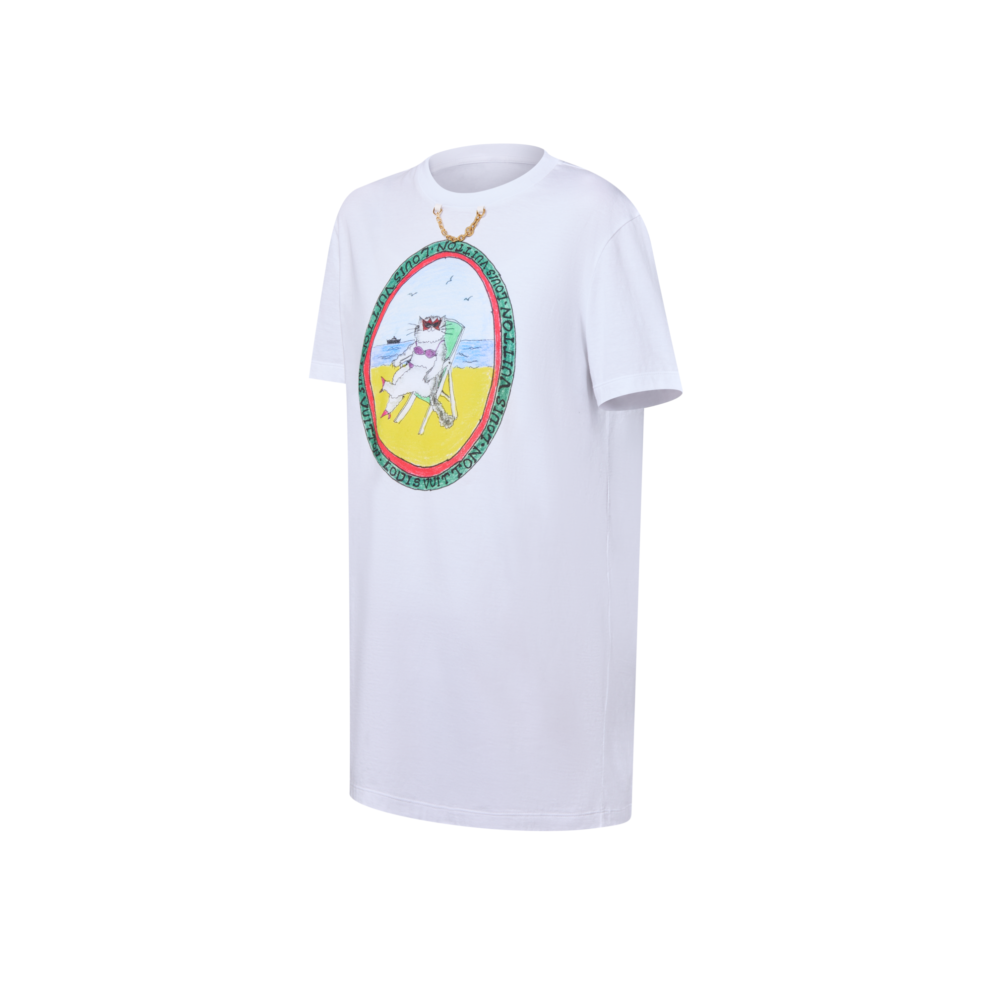 Vestido tipo camiseta con sellos de gatos  Mujer Prêt-à-Porter Vestidos | LOUIS VUITTON (Zoom de producto)