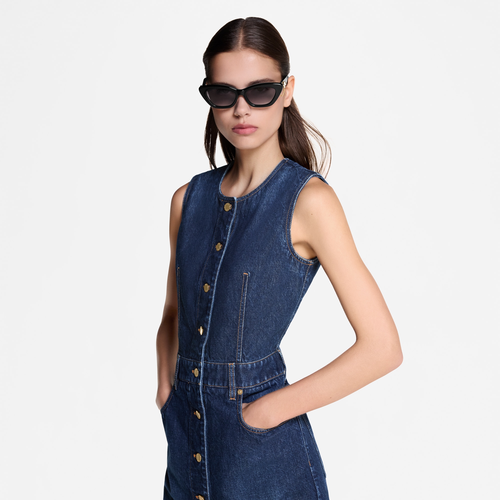 Vestido vaquero con botones  Mujer Prêt-à-Porter Vestidos | LOUIS VUITTON (Zoom de producto)