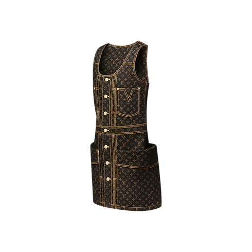Vestido vaquero Monogram con botones Mujer Prêt-à-Porter Vestidos | LOUIS VUITTON (Zoom de producto)
